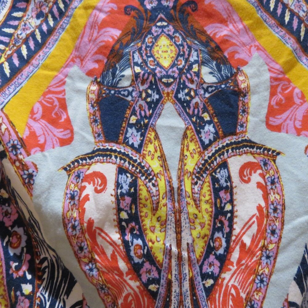 FREE PEOPLE Pick A Place Lace Up Paisley Bodysuit Stretch Boho Multicolor XS - Picture 12 of 15
